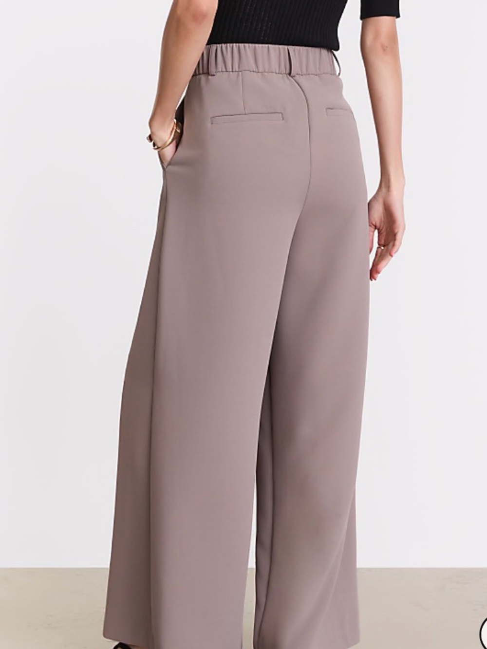 LOFT Wide-Leg High-Rise Pants in Taupe - Picture 2 of 6
